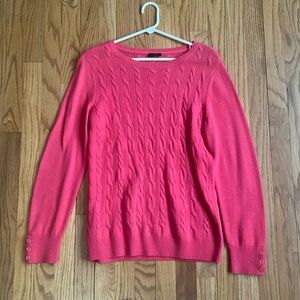 Medium Talbots classic cable knit sweater in beautiful shade of pink